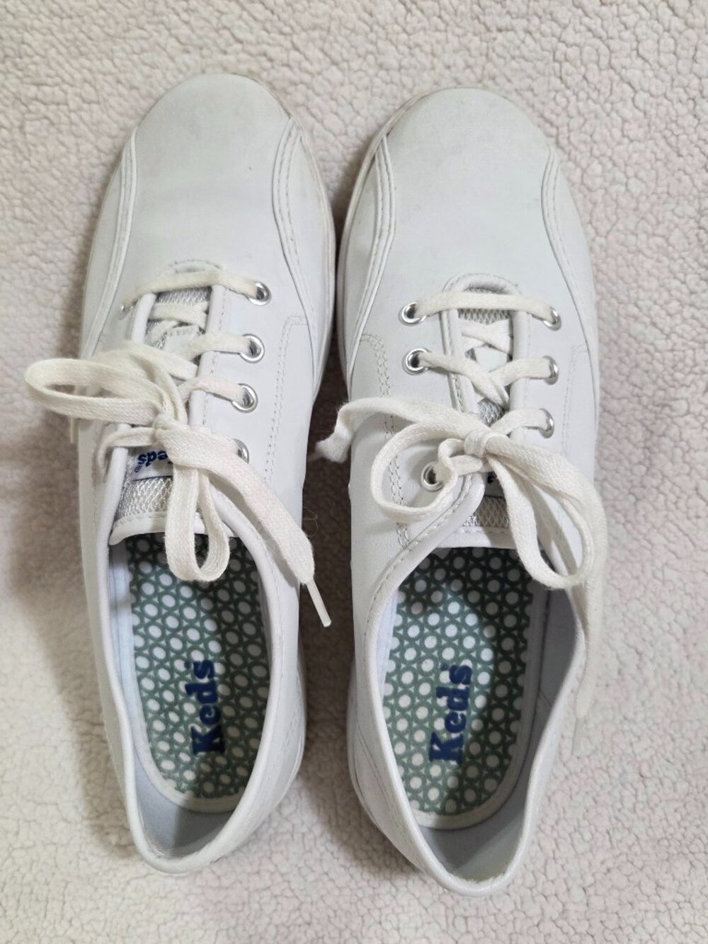 Keds White Leather lace up sneakers, 8